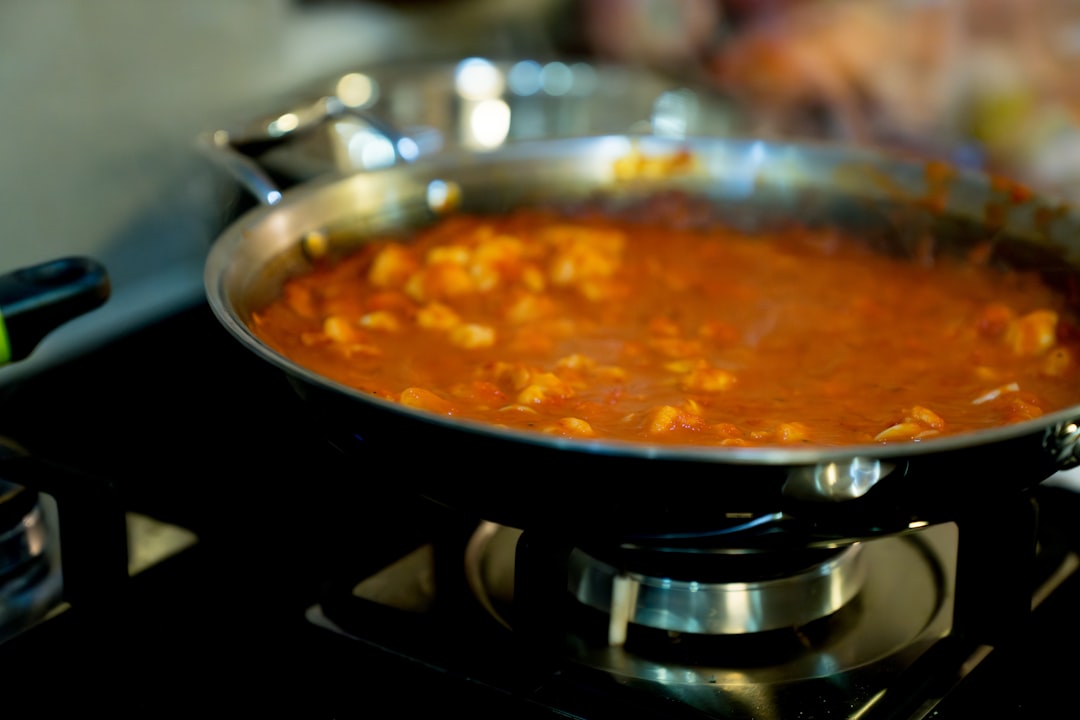 A pan of food sitting on top of a stove